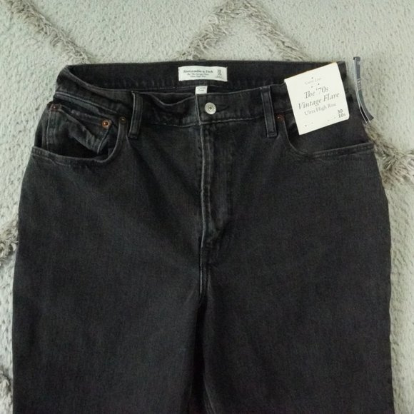 Abercrombie & Fitch 70s Vintage Flare Leg Jeans Curve Love Womens 30 Black Denim - Picture 2 of 9